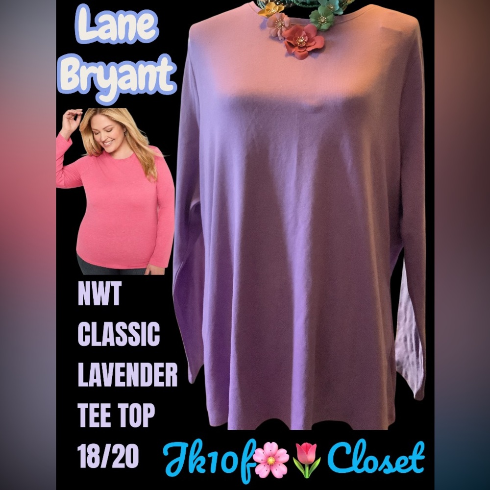 LOWEST🌺 NWT LANE BRYANT 18/20 LAVENDER CLASSIC CREW NECK w/ 5% SPANDEX TOP